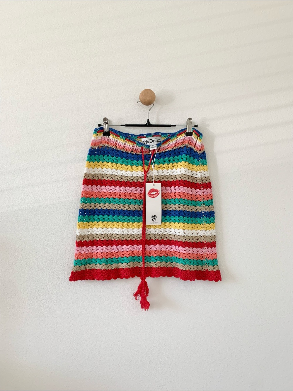 WILDFOX Stassi Rainbow Colorful Crochet Summer Skirt US Medium